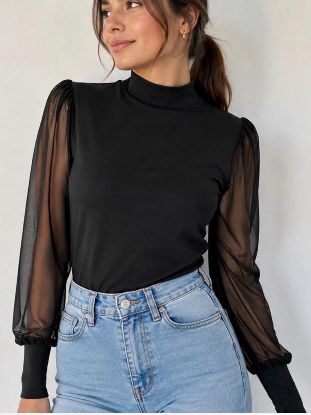 2 for $30 sale: Sanctuary black on my mind sweater with sheer long sleeves - XS